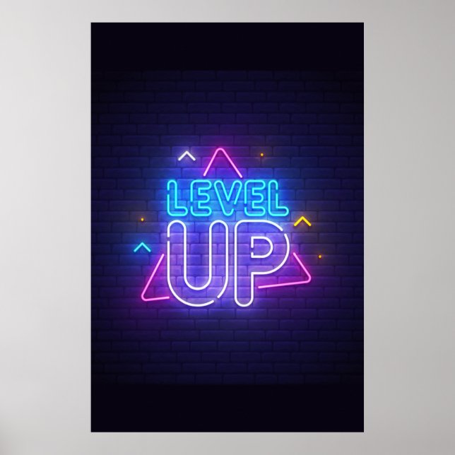 Neon Gamer Level Up Poster (Front)