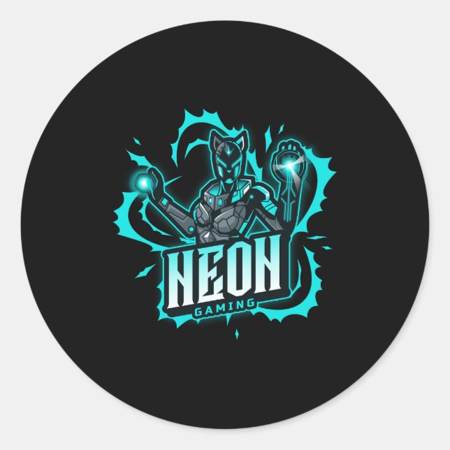 Neon Gaming  Classic Round Sticker (Front)