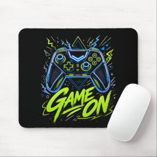 Neon Gaming Controller Game On Gamer Mouse Mat