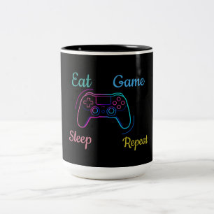 Neon gaming design customizable Two-Tone coffee mug