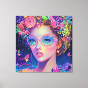 Neon Garden Goddess Canvas Print