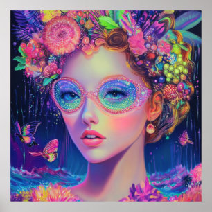 Neon Garden Goddess  Poster