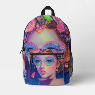 Neon Garden Goddess Printed Backpack