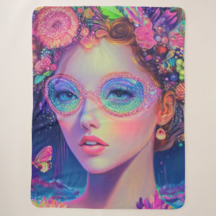 Neon Garden Goddess Sherpa Blanket