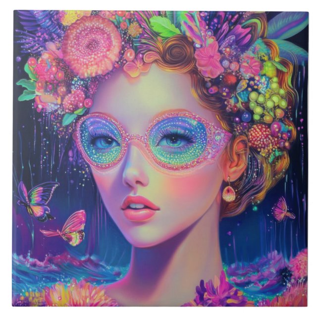 Neon Garden Goddess  Tile (Front)
