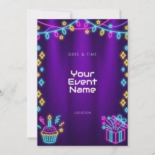 Neon Garland Glow Purple Velvet Invitation