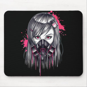 Neon Gas Mask Girl Mouse Mat