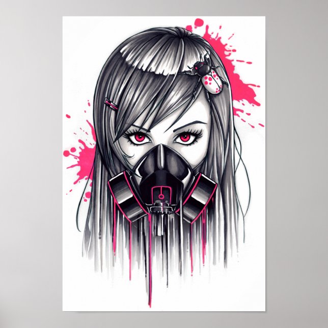 Neon Gas Mask Girl Poster (Front)