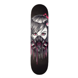 Neon Gas Mask Girl Skateboard