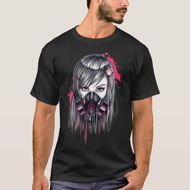 Neon Gas Mask Girl T-Shirt (Front)