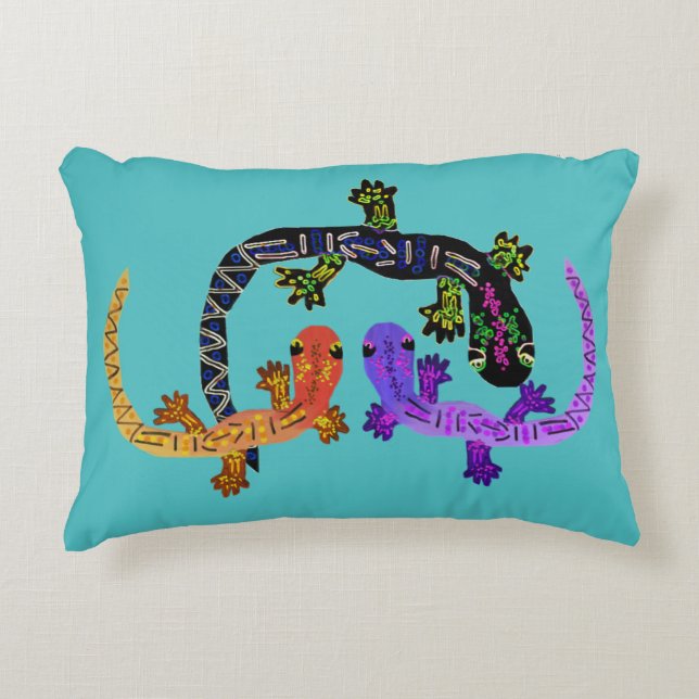 Neon Gecko Accent Pillow (Front)