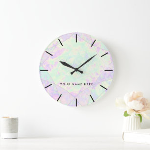 Neon Gemstone Opal Texture Large Clock