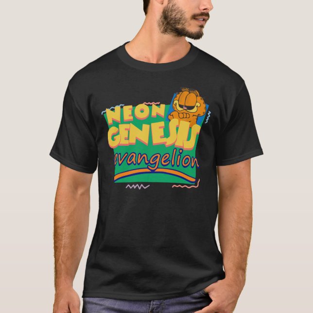 Neon Genesis Evangelion Meets Garfield And Friends T-Shirt (Front)