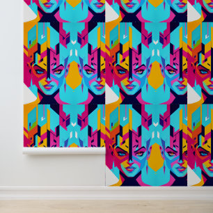 Neon Genesis: Modern Pop Art Portrait in Electric  Wallpaper