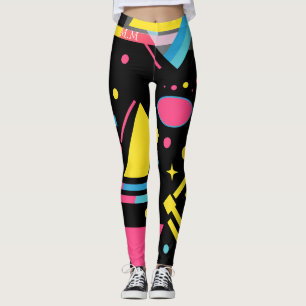 Neon Geo Modern Blast Colourful Geometric Pattern Leggings