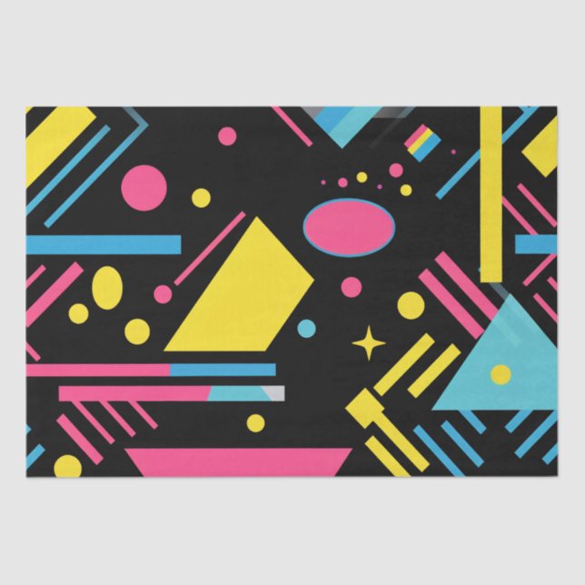 Neon Geo Modern Blast Colourful Geometric Pattern Tissue Paper (Front)