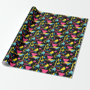 Neon Geo Modern Blast Colourful Geometric Pattern Wrapping Paper