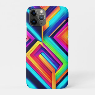Neon Geometric Abstract Art iPhone 11 Pro Case