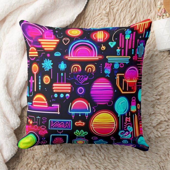 Neon Geometric Abstract Cushion (Blanket)