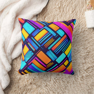 Neon Geometric Abstract Cushion
