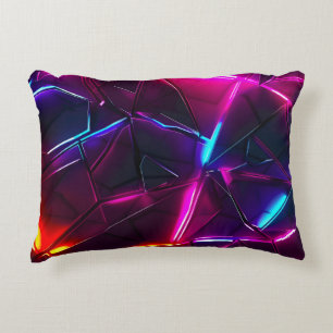Neon Geometric Abstract Futuristic Cyberpunk Decorative Cushion