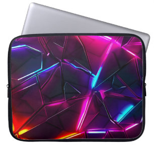 Neon Geometric Abstract Futuristic Cyberpunk Laptop Sleeve