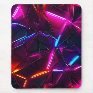 Neon Geometric Abstract Futuristic Cyberpunk Mouse Mat