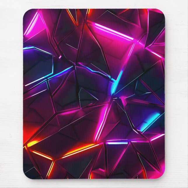 Neon Geometric Abstract Futuristic Cyberpunk Mouse Mat (Front)