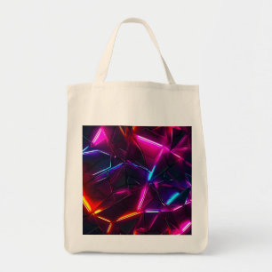 Neon Geometric Abstract Futuristic Cyberpunk Tote Bag
