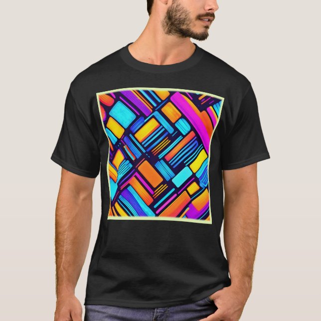 Neon Geometric Abstract T-Shirt (Front)