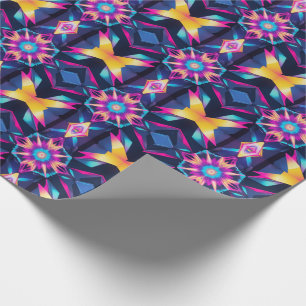 Neon Geometric Abstraction Wrapping Paper