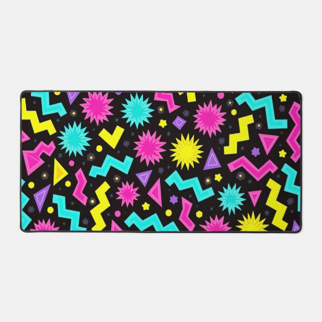 Neon Geometric Chaos Desk Mat (Front)