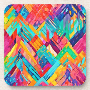 Neon Geometric Dreamscape Coaster