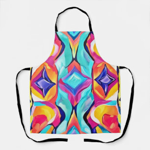 Neon Geometric Fusion Art Apron