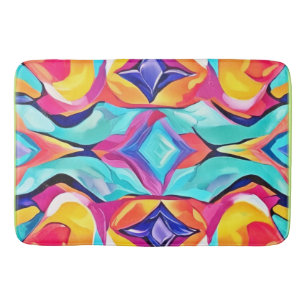 Neon Geometric Fusion Art Bath Mat