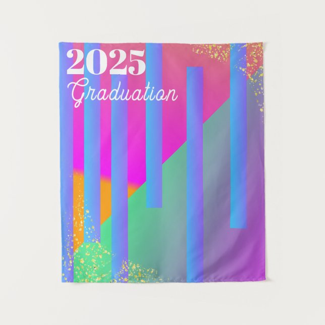 Neon Geometric  Graduation  Backdrop Tapestry (Front)