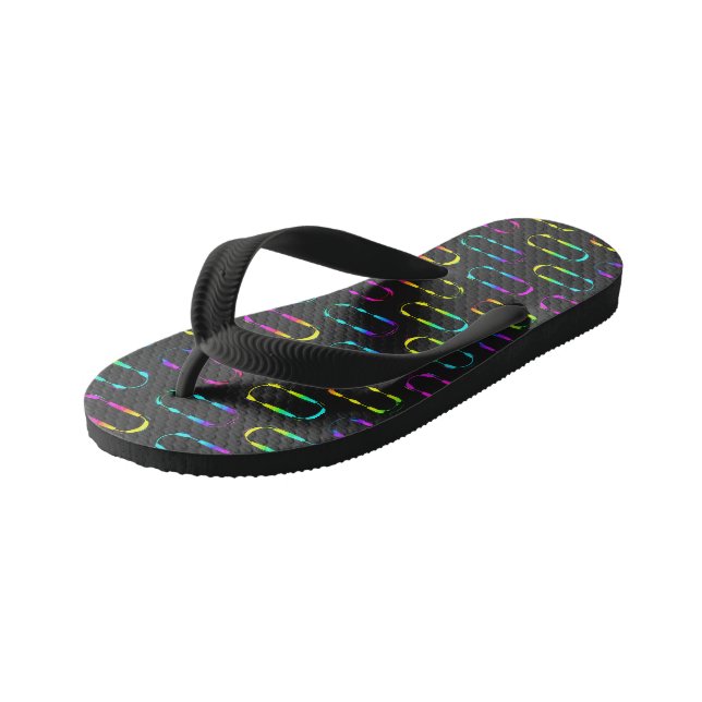 Neon Geometric Kid's Flip Flops (Angled)