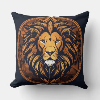 Neon Geometric Lion Emblem Tee Cushion