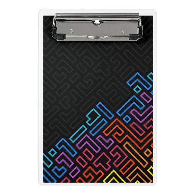 Neon Geometric Maze Mini Clipboard – Modern Colorf (Front)