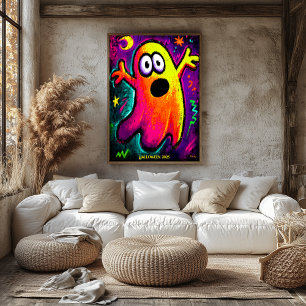 Neon Ghost – Vibrant Cartoon Pop Art Halloween Poster