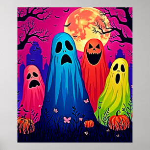 Neon Ghosts' Halloween Party Design Poster