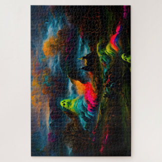 Neon Ghosts in a Haunted Fantasy Landscape Jigsaw Puzzle