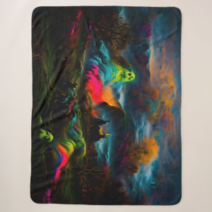 Neon Ghosts in a Haunted Fantasy Landscape Sherpa Blanket