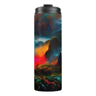 Neon Ghosts in a Haunted Fantasy Landscape Thermal Tumbler
