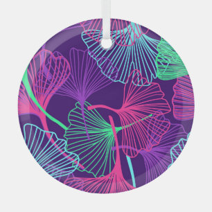 Neon Gingko Leaves: Bright Floral. Glass Tree Decoration
