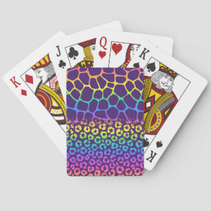 Neon Giraffe and Leopard Playing Cards