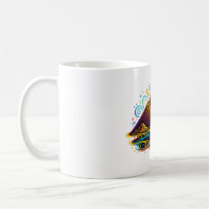 Neon Giza Pyramids Line Art Mug