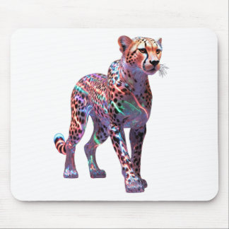 Neon Glass Cheetah Art – Colorful Energy Speed Ani Mouse Mat