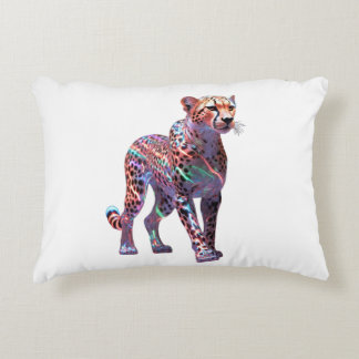 Neon Glass Cheetah Art – Colourful Energy Speed An Decorative Cushion