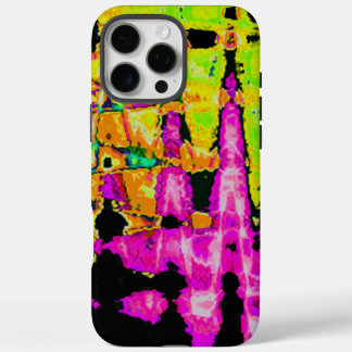 Neon Glitch Abstract Art Poster Print iPhone 16 Pro Max Case